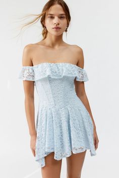 Light Blue Dress Casual, Lace Corset Mini Dress, Light Blue Mini Dress, Blue Lilly, Sorority Recruitment Outfits, Recruitment Outfits, Kimchi Blue Dress, Sorority Recruitment, Light Blue Dresses