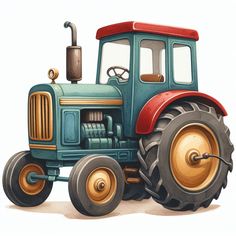 a drawing of a tractor with large wheels