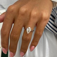 1.75 CT Pear Moissanite Solitaire Engagement Ring - farrellouise Pear Ring Engagement, Wedding Bands For Him, Wedding Bands For Her, Rose Gold Sparkle, Pear Shaped Engagement Rings, Pear Ring, Moissanite Engagement Ring Solitaire, Types Of Diamonds, Bridal Bands