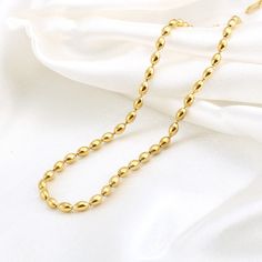 LOVCIA 18K Gold Plated Stainless Steel Oval Beads Chain Necklace for Women Gold Necklaces With Oval Beads, Gold Oval Polished Beads Necklace, Gold Beaded Chain Necklace With Oval Beads, Gold Beaded Necklace With Polished Beads, Gold Oval Beaded Necklace With Polished Beads, Gold Oval Polished Beaded Necklace, Gold Necklace With Oval Beaded Chain, Black Friday Jewelry, Bead Choker Necklace