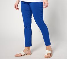 A bit of stretch and an ankle length make these pants a winning choice for a variety of occasions. Pair them with anything from sandals to sneaks to ankle boots when the weather turns cool. From Denim & Co.® Fashions. Comfort Stretch Tapered Leg Pants For Spring, Spring Comfort Stretch Tapered Leg Pants, Comfort Stretch Ankle-length Pants For Spring, Spring Comfort Stretch Straight Leg Bottoms, Spring Straight Leg Comfort Stretch Pants, Spring Comfort Stretch Straight Leg Pants, Blue Comfort Stretch Bottoms For Spring, Comfort Stretch Straight Leg Summer Pants, Summer Straight Leg Pants With Comfort Stretch