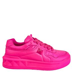 Valentino One Stud Sneakers in Pink - Discounts on Valentino at UAL Studded Sneakers, Retail Sales, Sneaker Dress Shoes, Lacing Sneakers, Slides Shoes, Latest Shoes, Women's Footwear, Rubber Heels, Shoe Sale