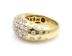 18kt yellow gold with 73 1.65 white diamonds. Size 6 1/2 Dome Rings, Dome Ring, Domed Ring, White Diamonds, Side View, Pave Diamonds, Diamond White, Stone Color, Diamonds