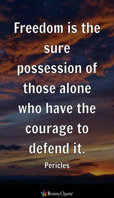 Freedom is the sure possession of those alone who have the courage to defend it.
- Pericles Freedom Is