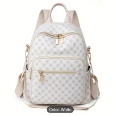 Brand New In Bag Stylish Anti-Theft Backpack - Secure Commuter Bag For Women, Perfect Preppy College Daypack, Durable Travel Knapsack For Students & Professionals White Color Avaliable Luxury Elegant Michael Kors Backpack, Designer Backpacks For Women, Preppy College, Anti Theft Backpack, Commuter Bag, Designer Backpacks, Anti Theft, Bag For Women, White Color