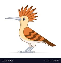 an orange and white bird with feathers on it's head