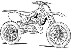 a black and white drawing of a dirt bike on a gray background with the words yamaha