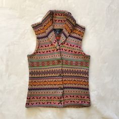 Chaps Multicolor Knit Vest Xs Never Worn Wooly Chaps, Chaps Sweater Woman, Multicolor Knit, Women's Chaps, Knit Vest, Jackets & Coats, Jackets For Women, Knitting, Women Shopping