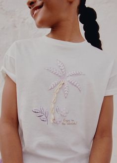 Palm print T-shirt Palm Tree Graphic, Fashion For Girls, Tree Graphic, Mango Kids, Palm Print, Tree Designs, Summer Kids, Star Print, Primavera Estate