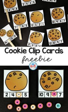 cookie clip cards to help students learn how to count the numbers in order to make them look like they are eating cookies