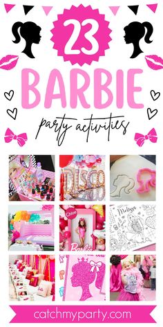 barbie birthday party with pink and black decorations