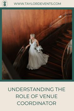 a woman in a wedding dress walking down the stairs