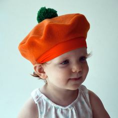 Kids Halloween Costume Pumpkin Hat for Boys or Girls Great to top off the top of a Pumpkin Halloween Costume or a fun hat for outer wear. Orange Festive French Beret with Green Pompom for children. This hat is made from orange fleece making it very soft for little ones. The band is stretchy for a comfortable and easy fit. This hat is available in the following sizes: X Small - 0-3 months Small -  4 months to 24 months Medium - 2T-3T months Large - 4 - 9 years If you need a larger size beret for Halloween Costume Pumpkin, Kids Halloween Costume, Hat For Boys, Pumpkin Halloween Costume, Fall Hat, Orange Fleece, Fun Hat, Pumpkin Hat, French Beret