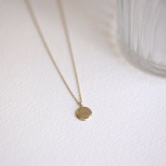 "Personalized Message Necklace, Round Circle Pendant Necklace, 14K Solid Gold Necklace, Engraving Name Necklace, Personalized Gifts for Her ≫ Product Details ◈ Handmade / Handcrafted Fine Jewelry ◈ Pendant Size: 8mm ◈ Thickness: 1.80mm ◈ Metal: Solid 14K Gold ◈ Gold Color: White gold, Rose gold, Yellow gold ◈ Chain Length: 14\" ~ 22\" ≫ Please read our FAQ below for more detail." Formal Silver Necklace With Recycled Gold, Elegant Yellow Gold Engraved Charm Necklaces, 14k Gold Round Coin Necklace Fine Jewelry, Timeless Yellow Gold Sterling Silver Necklaces, Tarnish Resistant Brass Wedding Necklace, Yellow Gold Charm Necklace With Coin Pendant, Anniversary Round Coin Pendant Necklaces, Yellow Gold Charm Necklace With Round Pendant, Gold Coin Necklace With Round Pendant