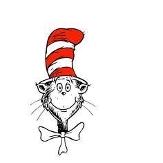 the cat in the hat is wearing a bow tie