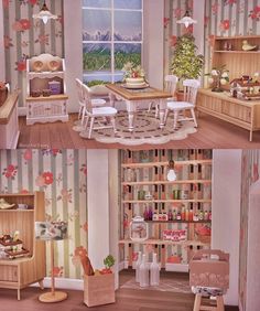 an image of a doll house with furniture and accessories in the kitchen, dining room, living room and bedroom