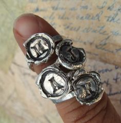 wax seal ring, super neat Wax Seal Ring, Nautical Ring, Seal Jewelry, Wax Seal Jewelry, Seal Ring, Silver Monogram, Metal Clay Jewelry, Monogram Ring, Monogram Jewelry