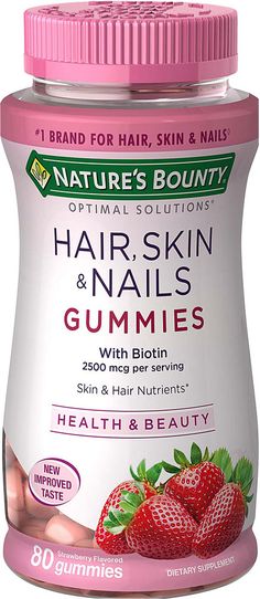 Nature's Bounty Optimal Solutions® Hair Skin & Nails Strawberry -- 80 Gummies - Vitacost Nails Strawberry, Hair Skin Nails Gummies, Natural Antifungal, Hair Nutrients, Nail Fungus Remedy, Bathroom Stuff, Health Signs, Tongue Health, Nail Care Tips