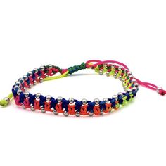 BRACELET SKU: 45648 Metal: .925 Sterling Silver Color: Multicolored Bead Color: Silver Bead Size: 2mm Size: Adjustable Weight: 2.6 g Adjustable Silver Friendship Bracelets With Colorful Beads, Multicolor Braided Bracelet With Round Beads, Casual Multicolor Bracelets With Polished Beads, Casual Multicolor Polished Beads Bracelets, Silver Jewelry With Colorful Beads For Friendship, Friendship Silver Jewelry With Colorful Beads, Colorful Adjustable Bracelets With Spacer Beads, Friendship Bracelets With Silver Beads, Thread Bracelet With Beads