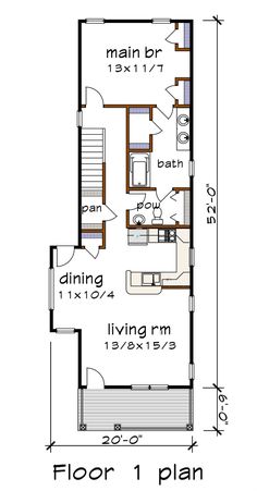 a floor plan for a small house with two levels and an open living area on the second