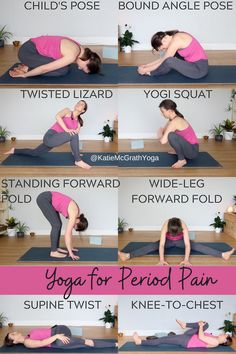 a woman doing yoga poses in different positions