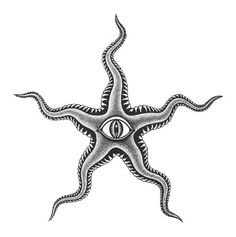 an all seeing starfish tattoo design on white paper with the eye in it's center