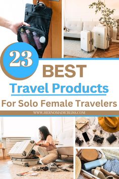 the top 25 best travel products for solo female travelers, including suitcases and luggage