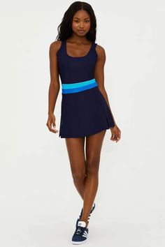 Remi Dress Marine Colorblock - Beach Riot Fitted Shorts, Active Dress, Summer Shades, Athletic Dress, Beach Riot, Tennis Dress, Shelf Bra, Beach Dresses, Blue Hues