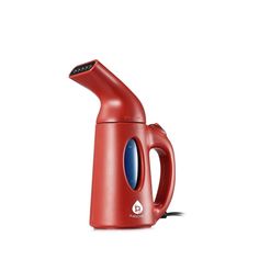 a red electric kettle on a white background