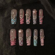 Zebra Nails, Black Acrylic Nails, Punk Nails, Goth Nails, Y2k Punk, Dope Nail Designs, Really Cute Nails, Sparkle Nails