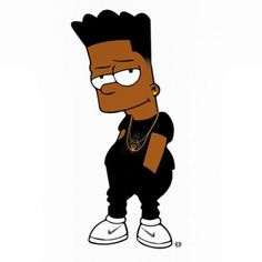 the simpsons character is wearing black and white shoes, while standing in front of a white background