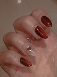 Red velvet nail art Celestial Nails, Nails Red, Red Nails