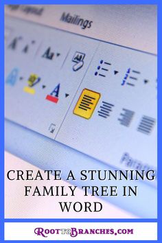 a computer screen with the words create a stunning family tree in word