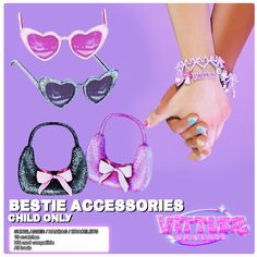 an advertisement for the bestie accessories and jewelry brand, which is being advertised in various colors