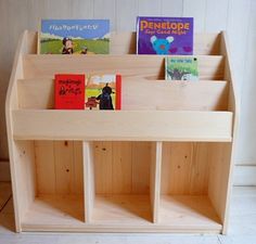 children's bookshelf made out of wooden planks