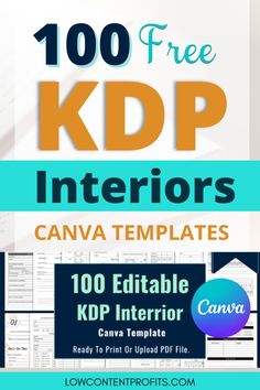 the 100 free kdp interiors canva templates are available for use on any project