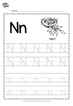 the letter n worksheet for handwriting