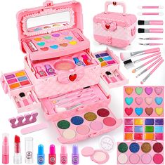 Toys For 11 Year Girl, Cute Pink Makeup, Kids Makeup Kit, Pink Description, Makeup Kit For Kids, Nail Painting, Princess Toys, Moose Toys, Birthday Items