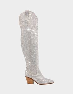 RODEO RHINESTONES Silver Chunky Heels, Shoes Block Heels, Queen Status, Rhinestone Boots, Looks Country, Rodeo Queen, Rhinestone Shoes, Country Concert, Western Boots Women