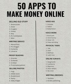 a poster with the words 50 apps to make money online