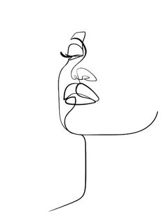 a continuous line drawing of a woman's face