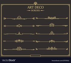 art deco borders and dividers in gold on black