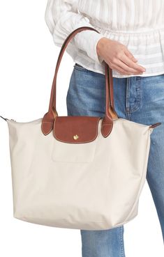 Longchamp Large Le Pliage Tote | Nordstrom Longchamp Le Pliage Size Comparison, Longchamp Le Pliage Sizes, Long Champ Bag Outfit, Longchamp Bag Aesthetic, Longchamp Aesthetic, School Tote Bags, Longchamp Large Le Pliage Tote, Long Champ Bag, Longchamp Shoulder Bag