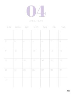 a white calendar with the number four on it's front and back pages in purple