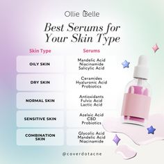 Don't know where to start with serums? Here's a quick guide to get you started based on your skin type. Take a look at our blog for detailed tips on serums and skincare products ✨✨ olliebelle.com Herbal Cosmetics, Best Serums, Best Serum, Homemade Beauty, Hydrating Serum, Skin Care Serum, Improve Skin Texture, Skin Serum, Anti Aging Serum