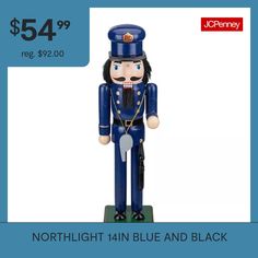 a blue and black nutcracker is on sale for $ 54 99