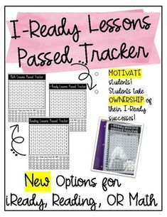 a poster with the words, i - ready lessons passed tracken and new options for reading