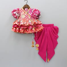 Little Muffet Indian Wear, Latest Lehnga Design, Puffed Sleeves Top, Flower Tassels