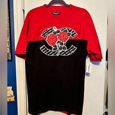 Brand New With Tag. Artwork On Front Is Stitched. Black Castle, Crooks And Castles, Black Shorts, Graphic Shirts, Classic Black, Short Sleeve Shirt, Cotton Tee, Black Shirt, Painting Ideas