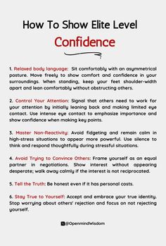 a white poster with the words how to show little level confidence on it